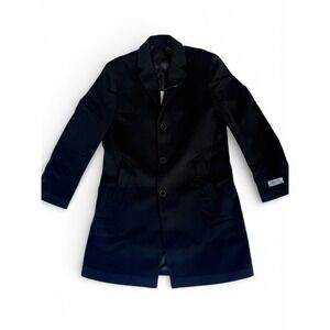 Kenneth Cole Mens Classic fit Overcoat Coat 40 R Dark Grey Black Solid